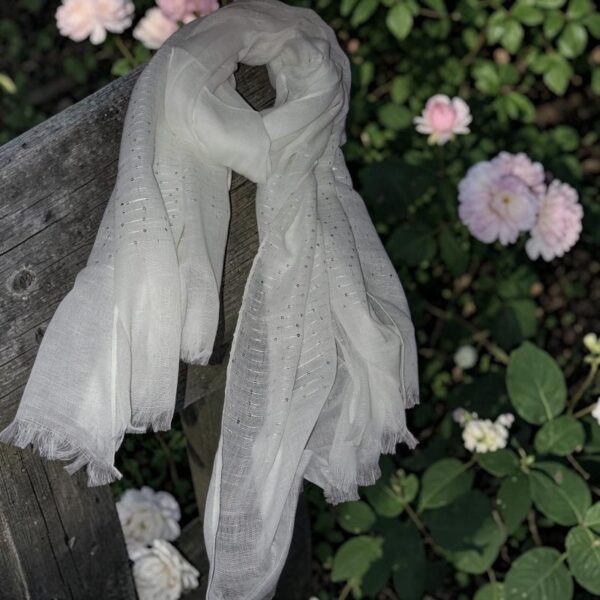 Regular Sequin Off White Scarf